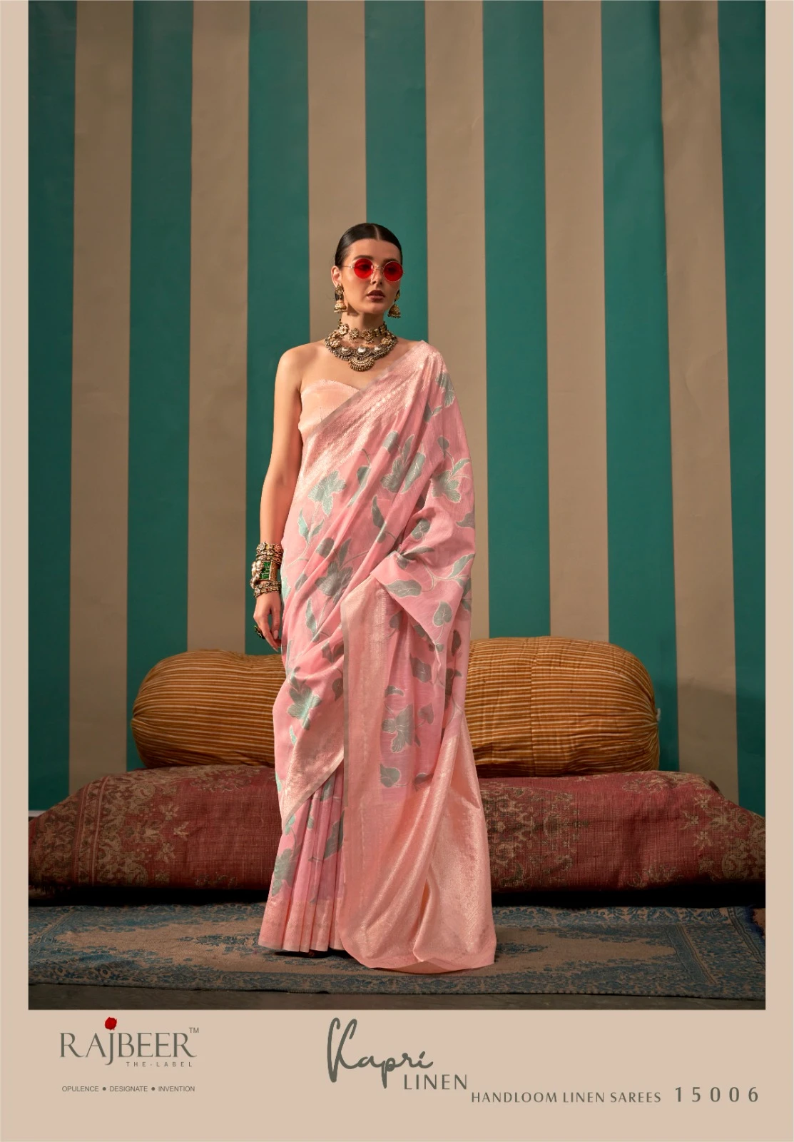 Rajbeer Kapri Linen Handloom Weaving Linen Wholesale Fancy Sarees Catalog — Wholesale Sarees, MPA wholesale from Surat - Gallery Image 8